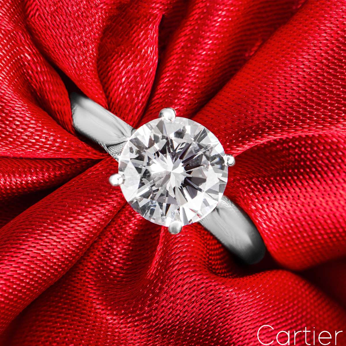 Cartier Platinum Round Brilliant Cut Diamond Ring 1.51ct D/VVS2